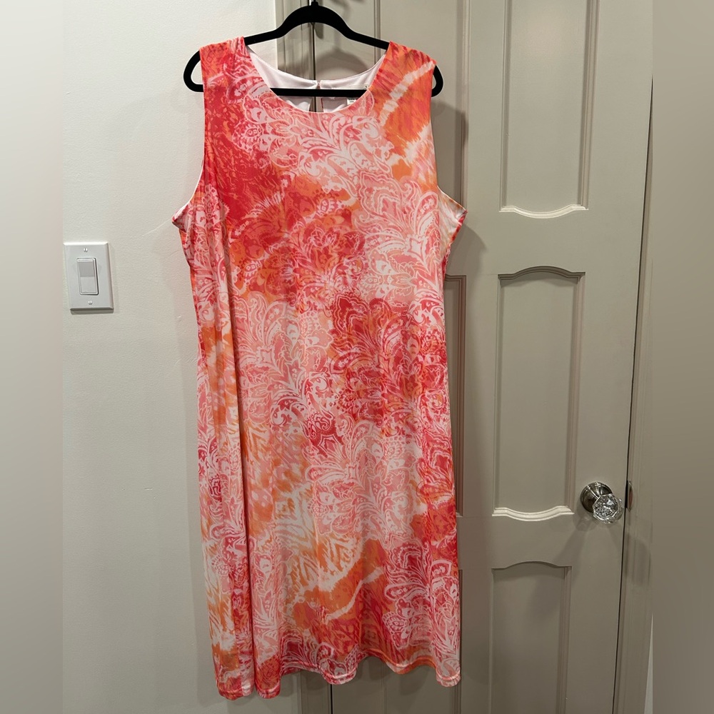 Tantrums Vibrant Pink and Coral Midi Dress